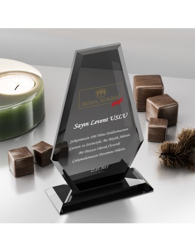 PB301-Füme Kristal Plaket
