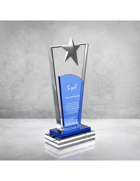 PB860 Mavi Camlı Kristal Plaket