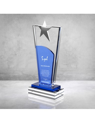 PB860 Mavi Camlı Kristal Plaket