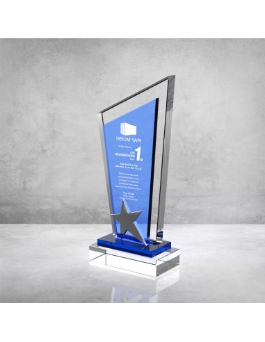 PB861 Mavi Camlı Kristal Plaket