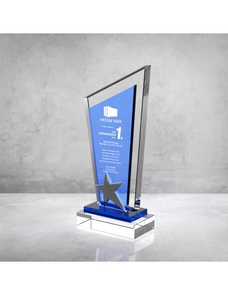 PB861 Mavi Camlı Kristal Plaket