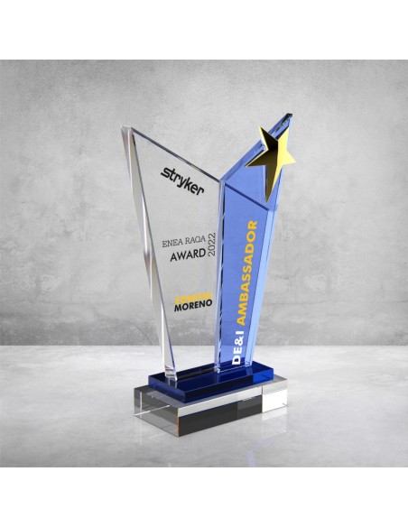 PB862 Mavi Camlı Kristal Plaket