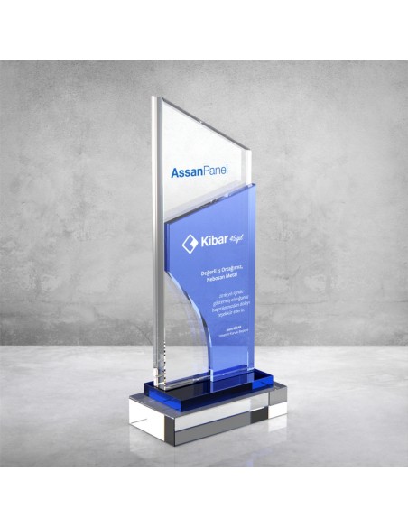 PB863 Mavi Camlı Kristal Plaket