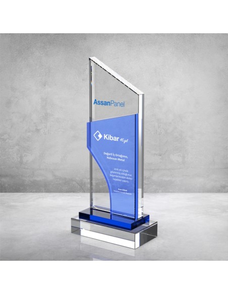 PB863 Mavi Camlı Kristal Plaket