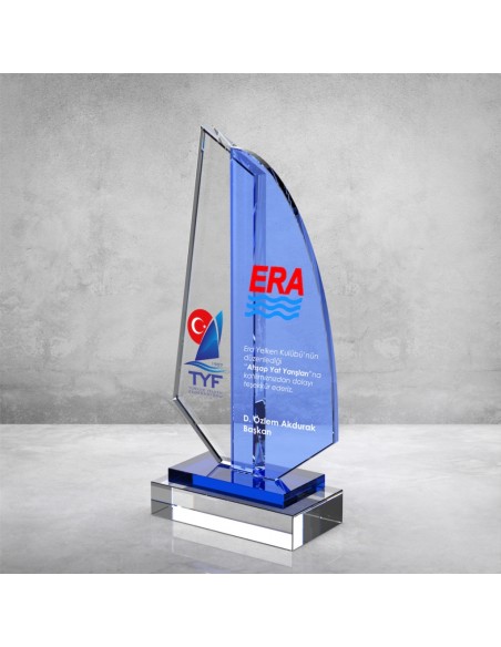 PB864 Mavi Camlı Kristal Plaket