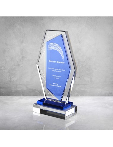PB865 Mavi Camlı Kristal Plaket