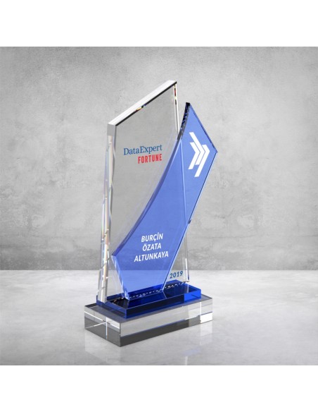 PB866 Mavi Camlı Kristal Plaket