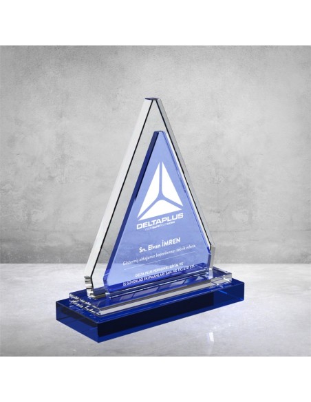 PB893 Mavi Camlı Kristal Plaket