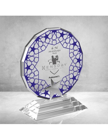 PB895 Mavi Camlı Kristal Plaket