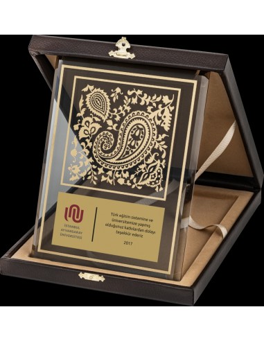 PB2002 Altın Yaldız Kristal Plaket