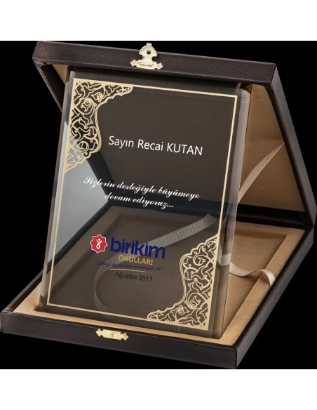 PB2008 Altın Yaldız Kristal Plaket