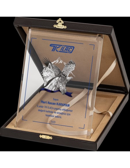 PB2050 Altın Yaldız Kristal Plaket