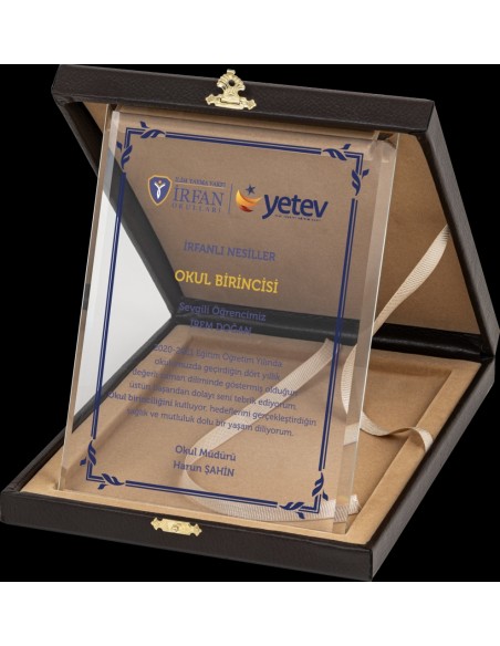 PB2052 Altın Yaldız Kristal Plaket