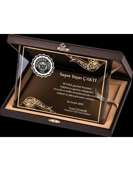 PB2101 Altın Yaldız Kristal Plaket