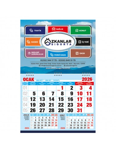 02 Gemici Takvim Ekonomik Küçük Boy / Tek Parça Spiralli