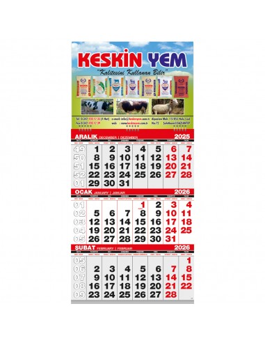 03 Gemici Takvim Ekonomik / Tek Parça Spiralli