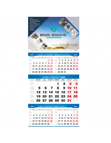 13 Gemici Takvim 5 Aylık / Tek Parça Spiralli