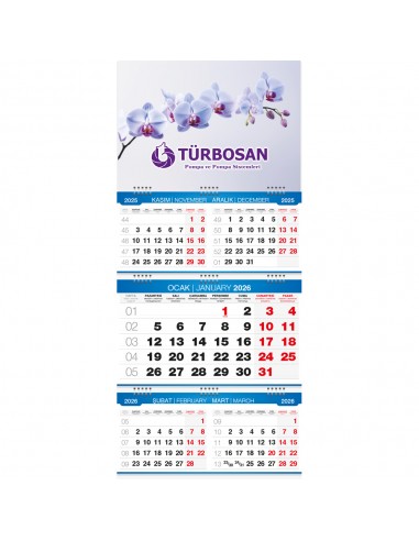 14 Gemici Takvim 5 Aylık / 3 Parça Spiralli