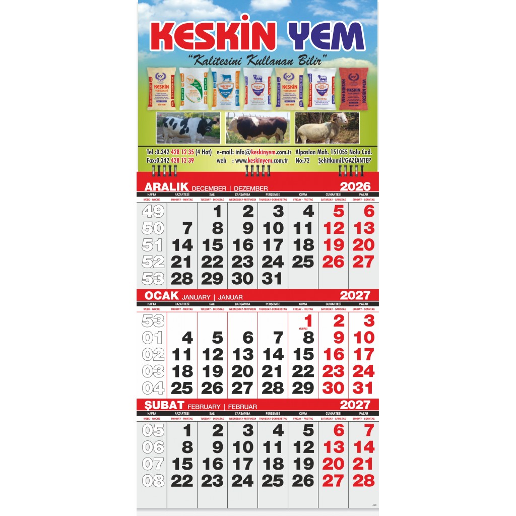 03 Ekonomik Tek Parça Spiralli Gemici Takvim