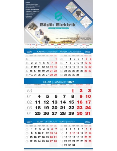 13 5 Aylık Tek Parça Spiralli Gemici Takvim