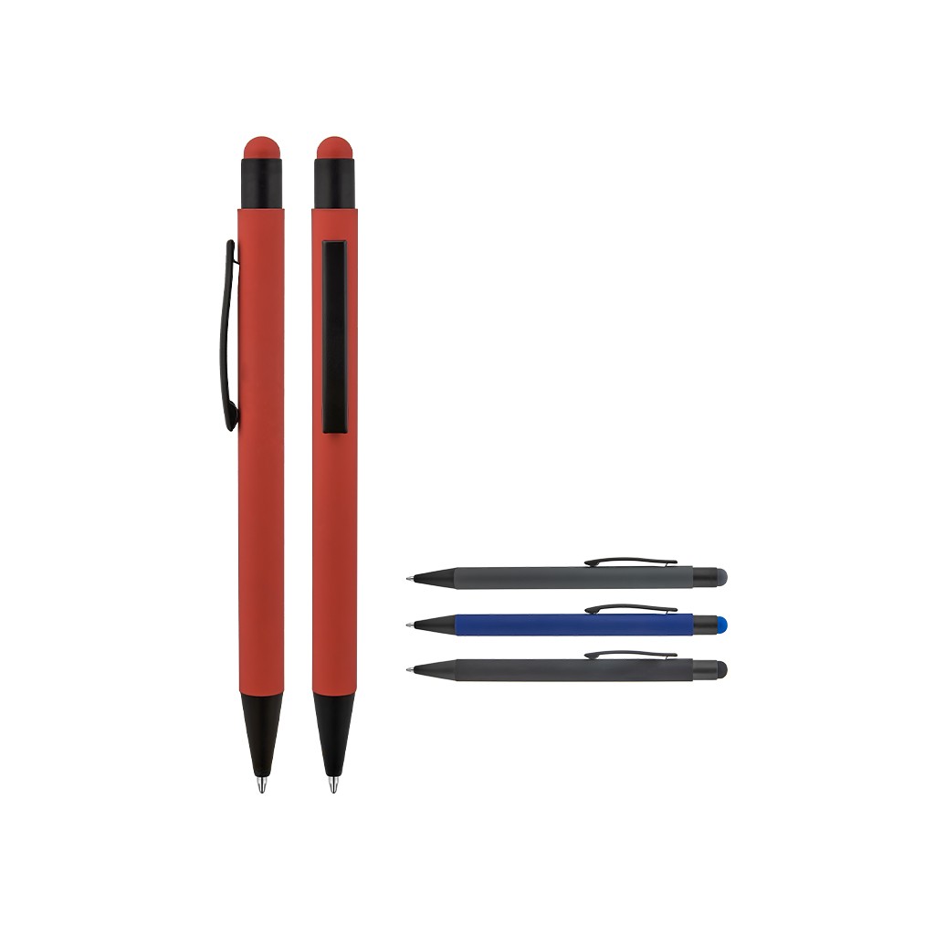 1027 Metal Tükenmez Touchpen Rubber Gövde Kalem