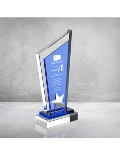 PB861 Mavi Camlı Kristal Plaket