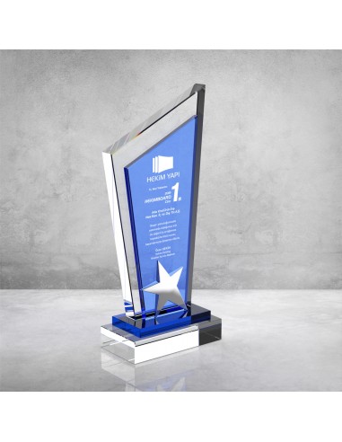PB861 Mavi Camlı Kristal Plaket
