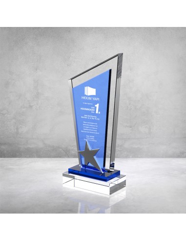 PB861 Mavi Camlı Kristal Plaket