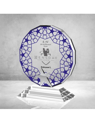 PB895 Mavi Camlı Kristal Plaket