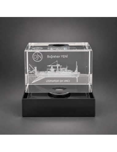 3D Lazer Patlatma Küp 5x5x8 Yatay Siyah Kaideli