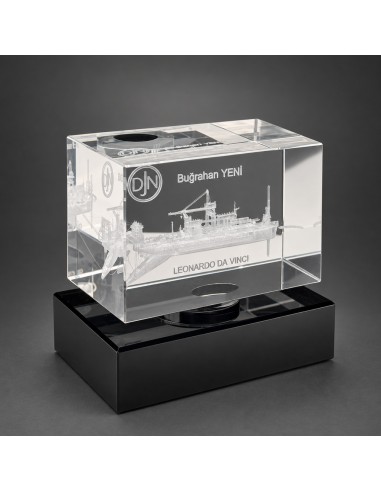 3D Lazer Patlatma Küp 5x5x8 Yatay Siyah Kaideli