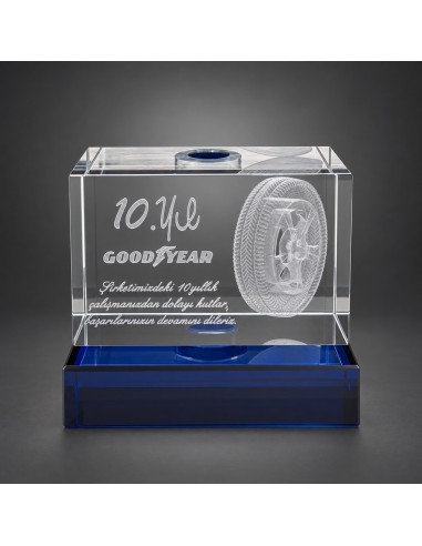 3D Lazer Patlatma Küp 6x6x10 Yatay Mavi Kaideli