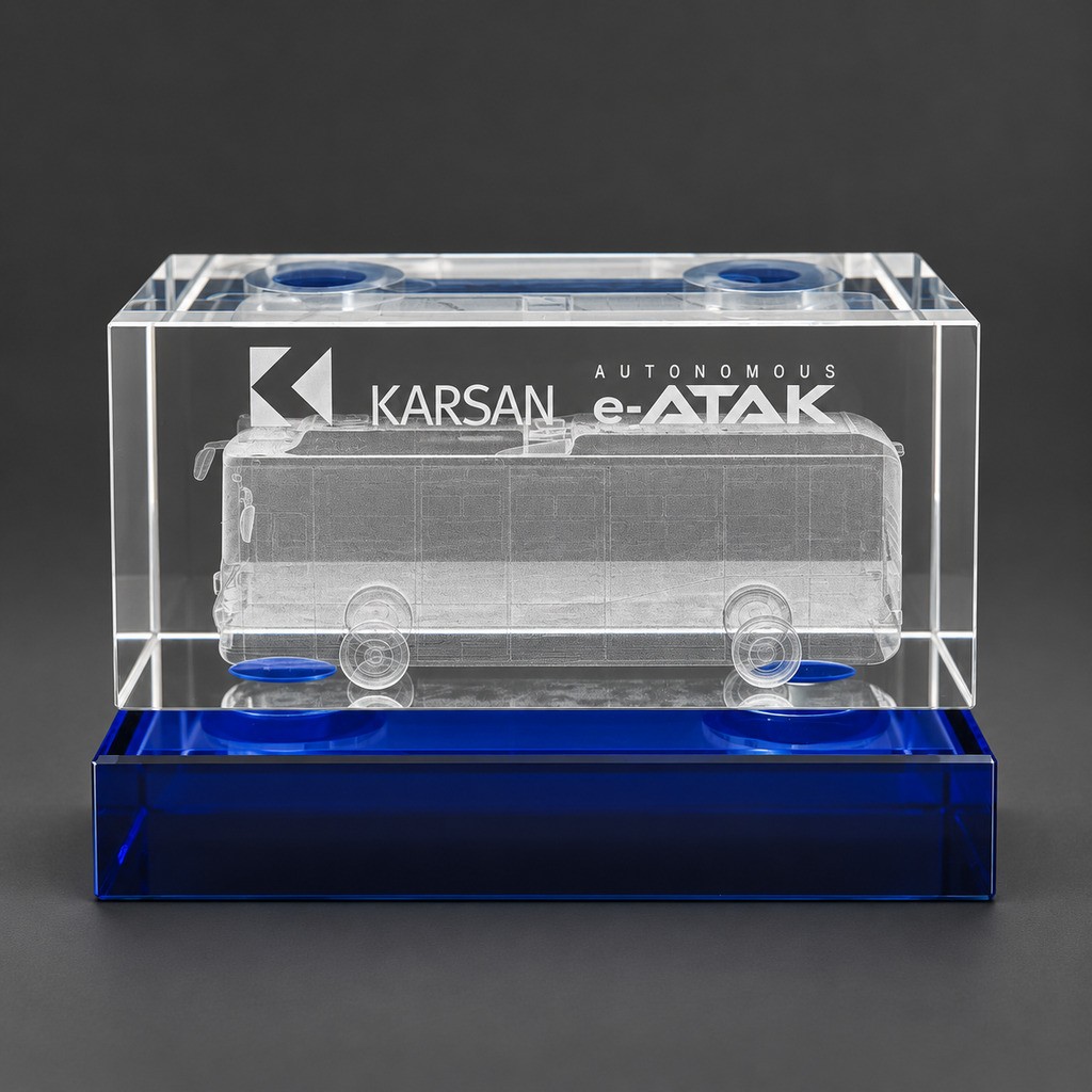 3D Lazer Patlatma Küp 6x6x13 Yatay Mavi Kaideli