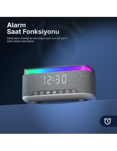 Mikado MD-W10 Gece Lambası Özellikli Alarmlı Saat Speaker – logo baskılı promosyon ürünü, görsel 6