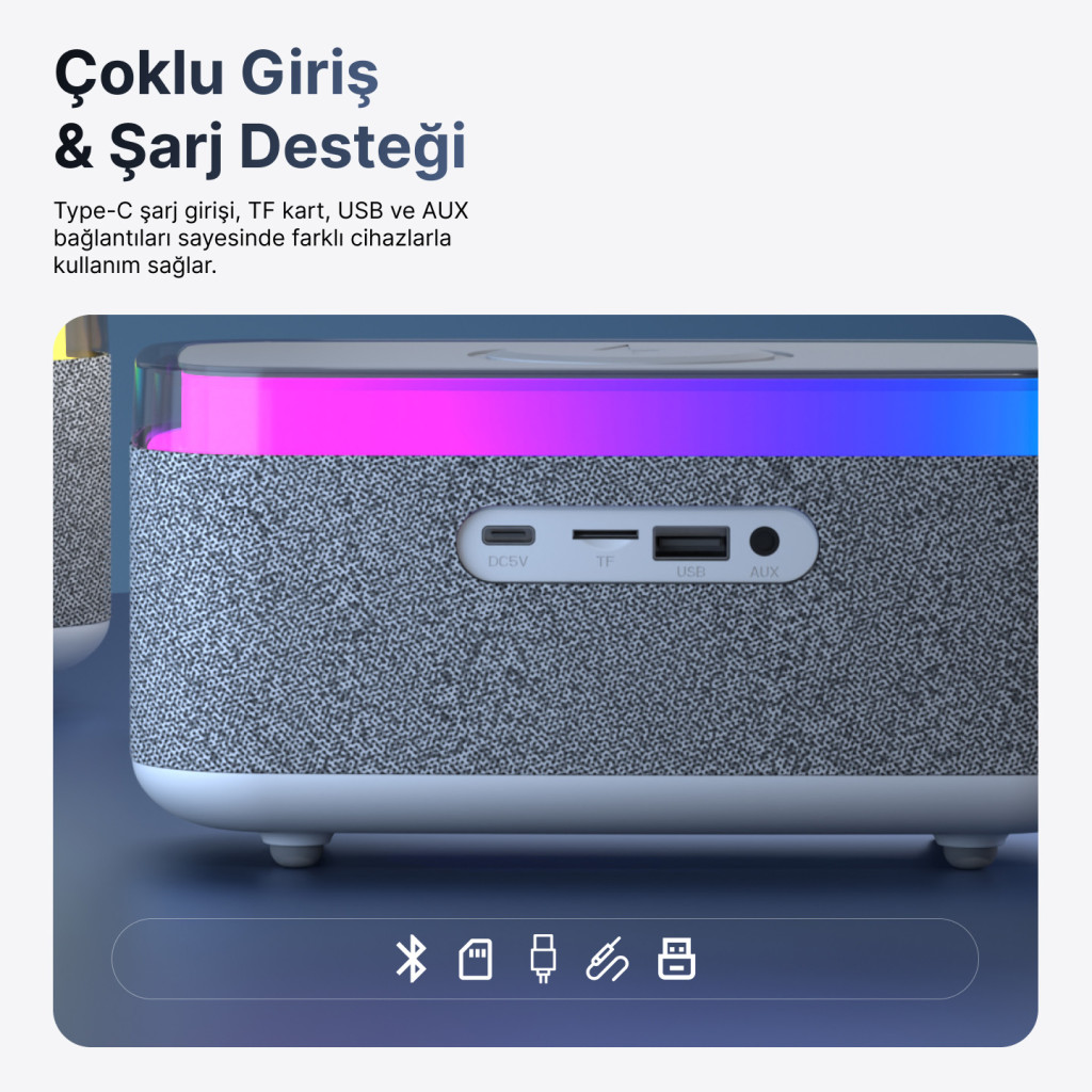 Mikado MD-W10 Gece Lambası Özellikli Alarmlı Saat Speaker – logo baskılı promosyon ürünü, görsel 7