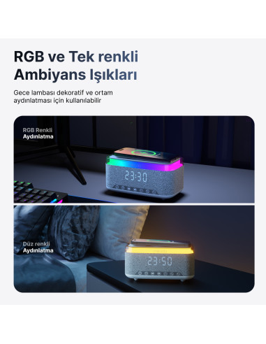 Mikado MD-W10 Gece Lambası Özellikli Alarmlı Saat Speaker – logo baskılı promosyon ürünü, görsel 8