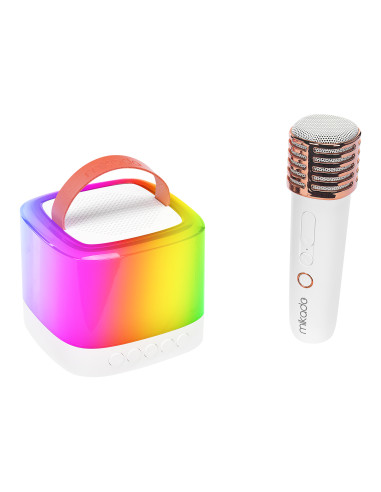Mikado MD-16BT Favorite Beyaz TF Kart Destekli Bluetooth Wireless Karaoke Mikrofonlu 1200mAh Taşınabilir Speaker