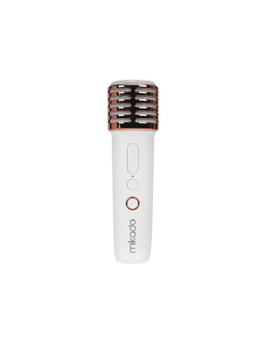 Mikado MD-16BT Favorite Beyaz TF Kart Destekli Bluetooth Wireless Karaoke Mikrofonlu 1200mAh Taşınabilir Speaker – logo baskılı 