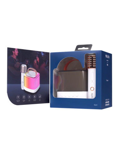 Mikado MD-16BT Favorite Beyaz TF Kart Destekli Bluetooth Wireless Karaoke Mikrofonlu 1200mAh Taşınabilir Speaker – logo baskılı 