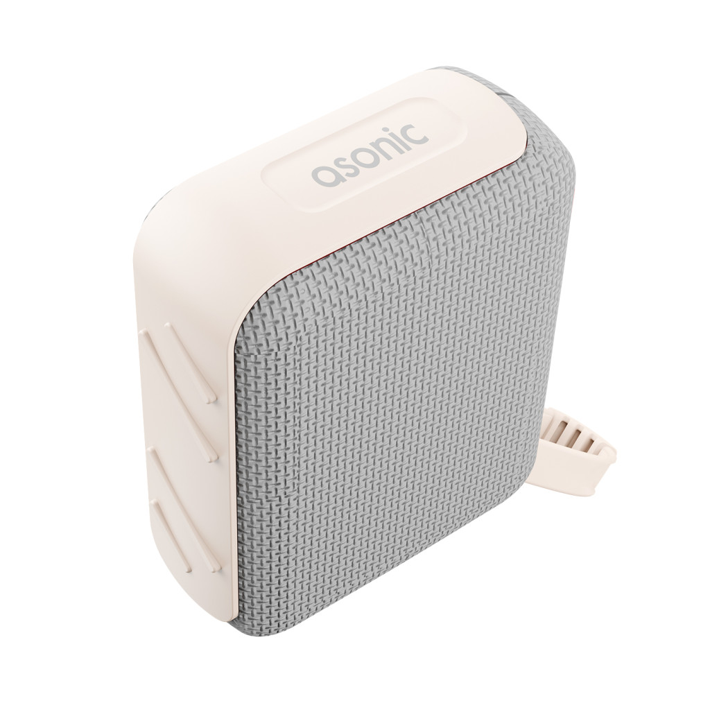 Asonic AS-03 Bej USB-TF-TWS-Bluetooth Destekli 5W 1200mAh Type-C Speaker – logo baskılı promosyon ürünü