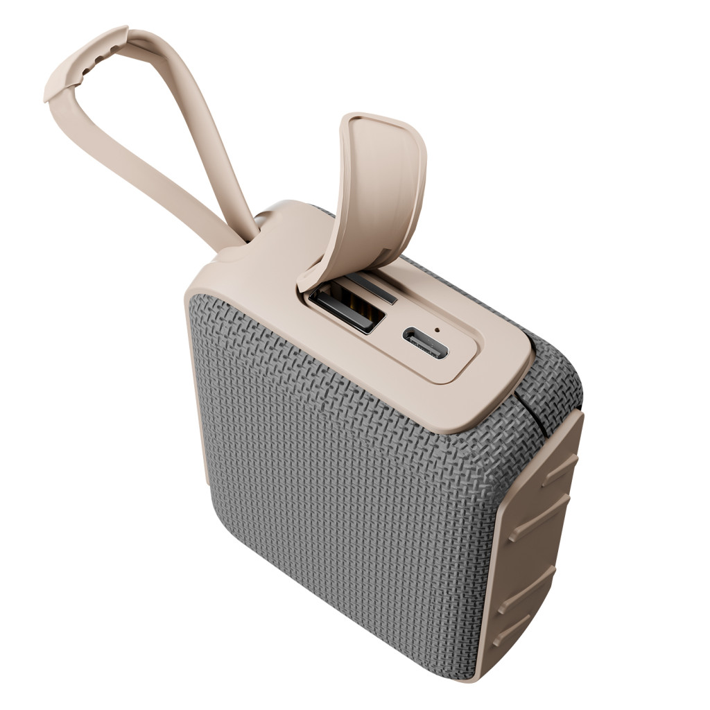 Asonic AS-03 Bej USB-TF-TWS-Bluetooth Destekli 5W 1200mAh Type-C Speaker – logo baskılı promosyon ürünü, görsel 4
