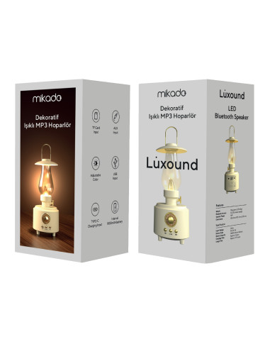 Mikado MD-1 Luxound 5W Beyaz BT Nostalji Lambalı Retro Speaker – logo baskılı promosyon ürünü, görsel 6